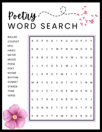 Poetry Month Word Search Puzzle | Printable Activity for Kids & Adults | Instant Download