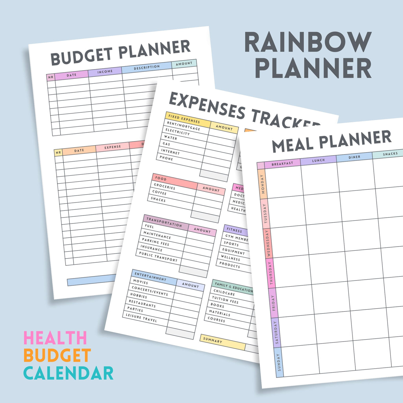 Monthly budgets book