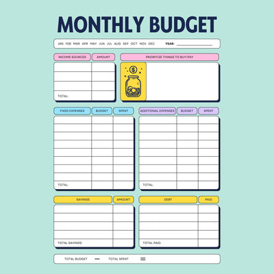 Monthly budgets book